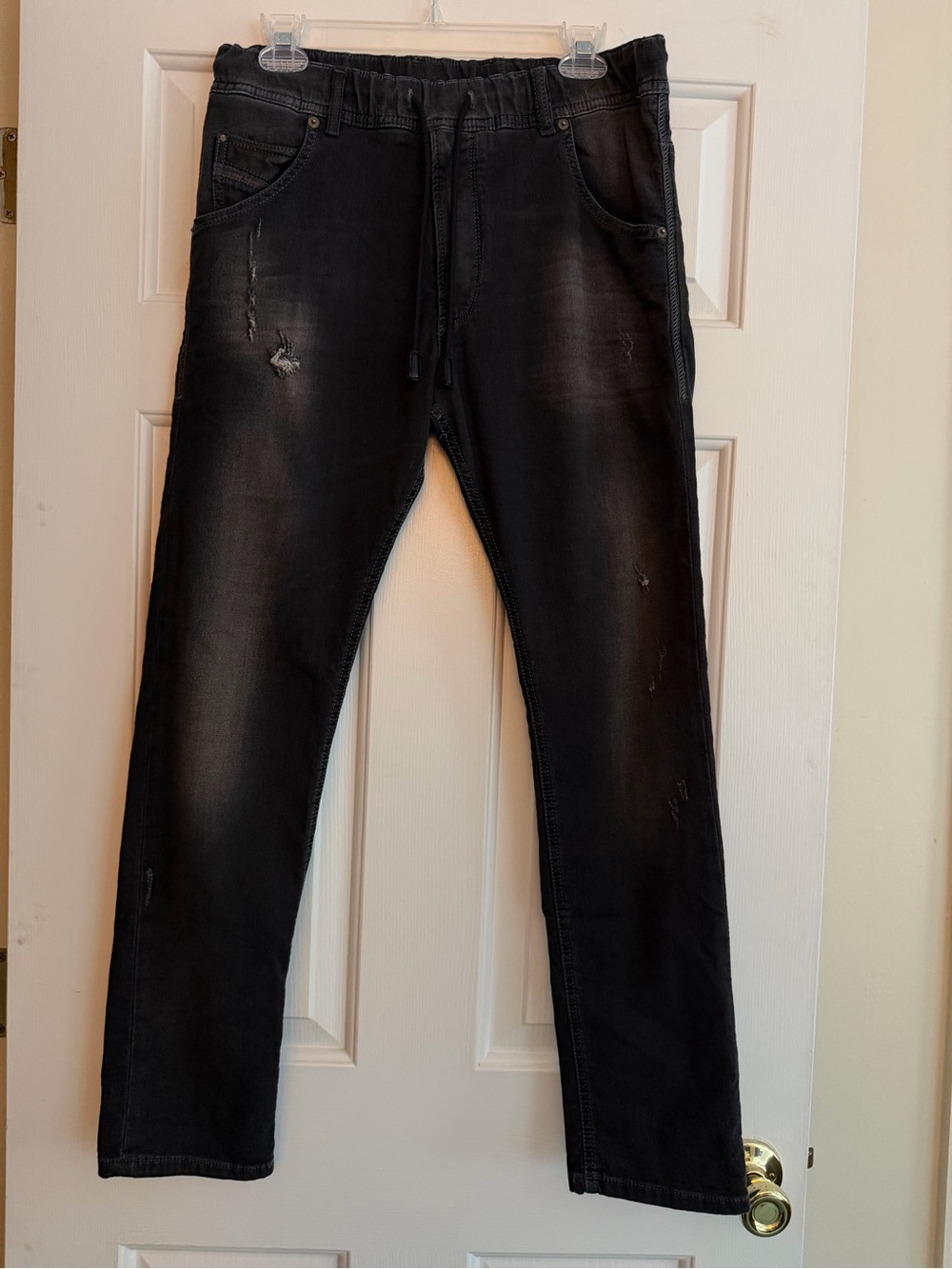 Diesel Men's Straight Jeans in Washed Black